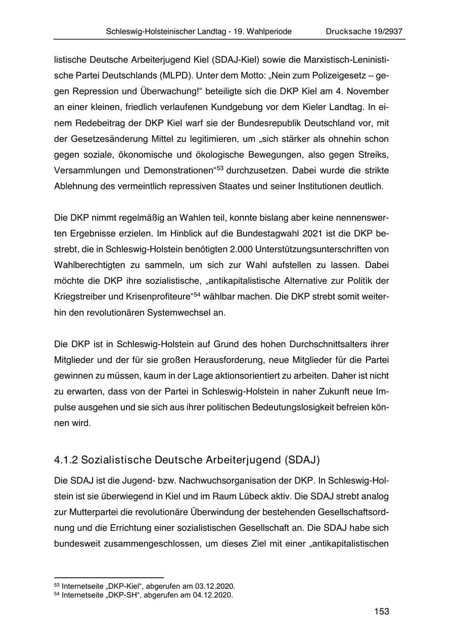 Seite 165 des Verfassungsschutzbericht 2020 Schleswig-Holstein