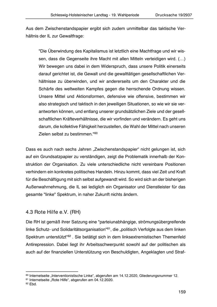 Seite 171 des Verfassungsschutzbericht 2020 Schleswig-Holstein