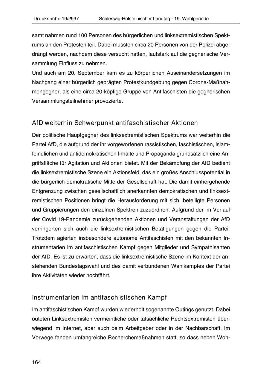 Seite 176 des Verfassungsschutzbericht 2020 Schleswig-Holstein