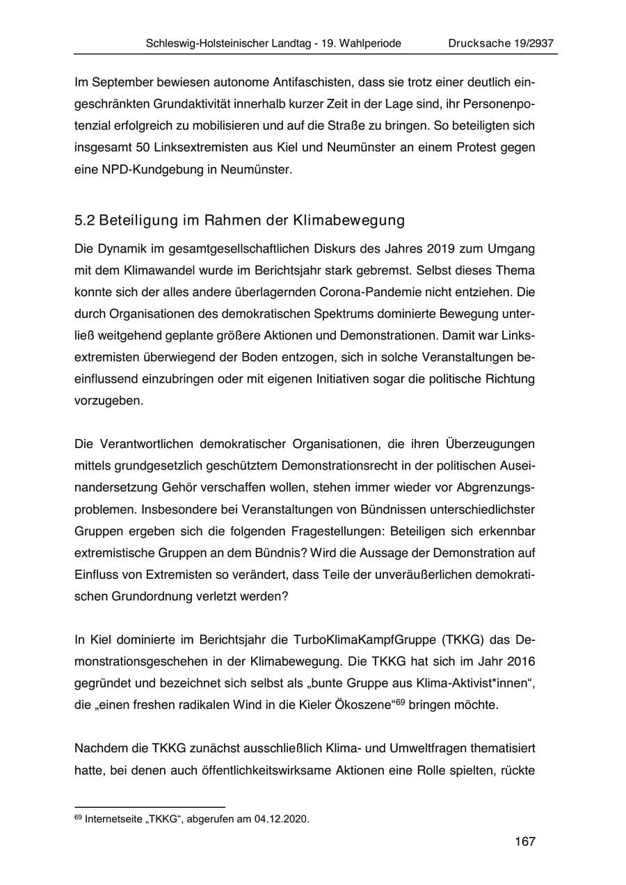 Seite 179 des Verfassungsschutzbericht 2020 Schleswig-Holstein