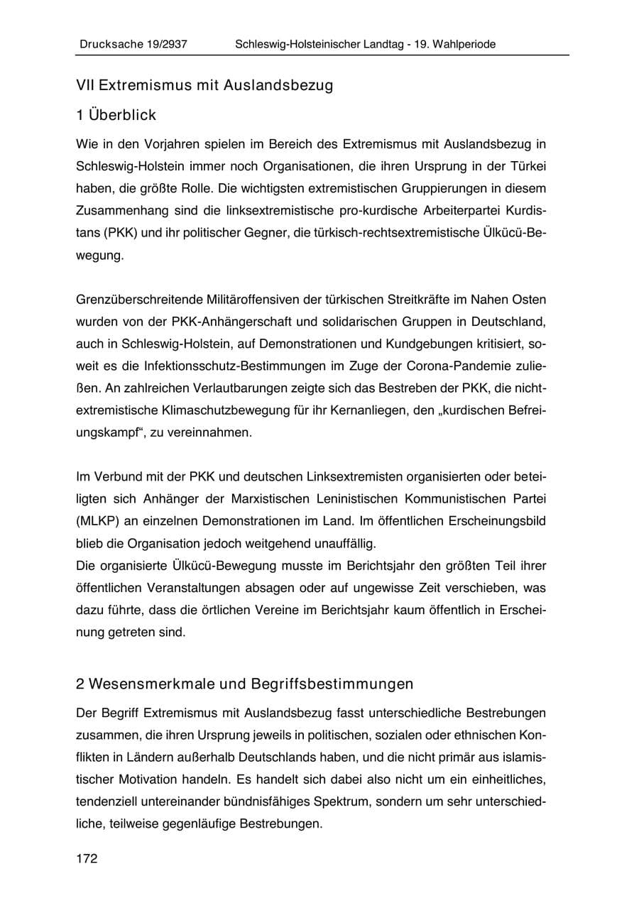 Seite 184 des Verfassungsschutzbericht 2020 Schleswig-Holstein
