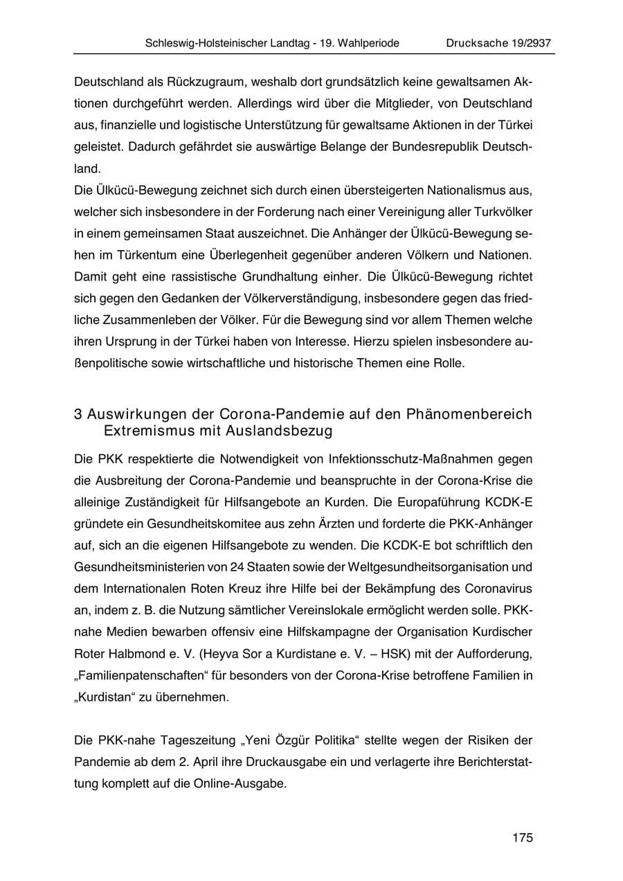Seite 187 des Verfassungsschutzbericht 2020 Schleswig-Holstein