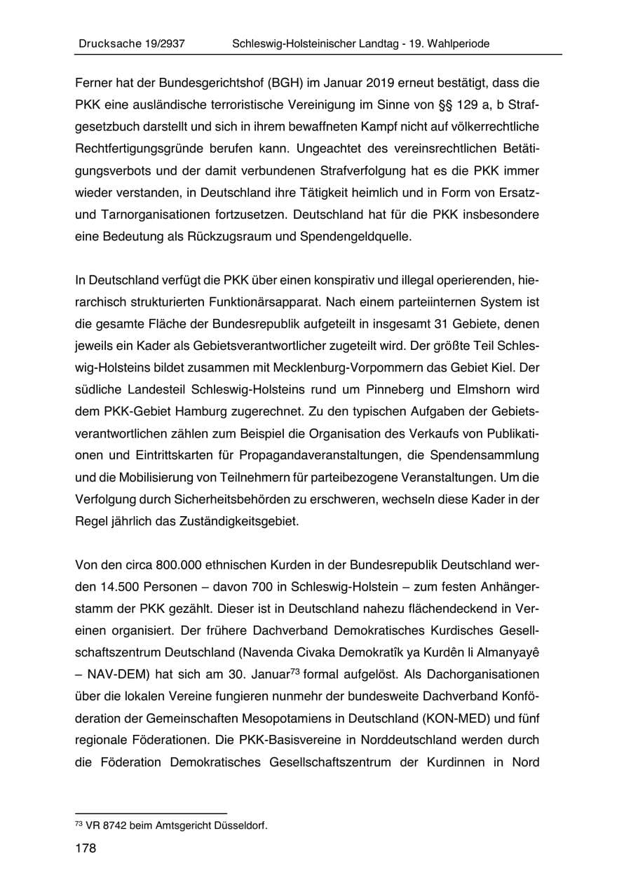 Seite 190 des Verfassungsschutzbericht 2020 Schleswig-Holstein
