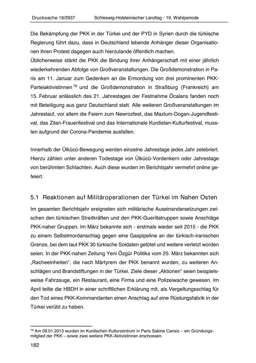 Seite 194 des Verfassungsschutzbericht 2020 Schleswig-Holstein