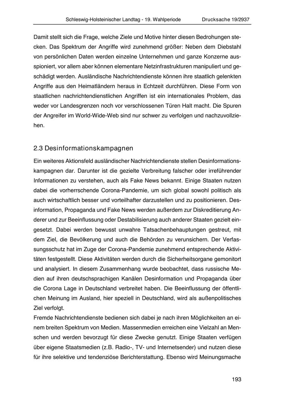Seite 205 des Verfassungsschutzbericht 2020 Schleswig-Holstein