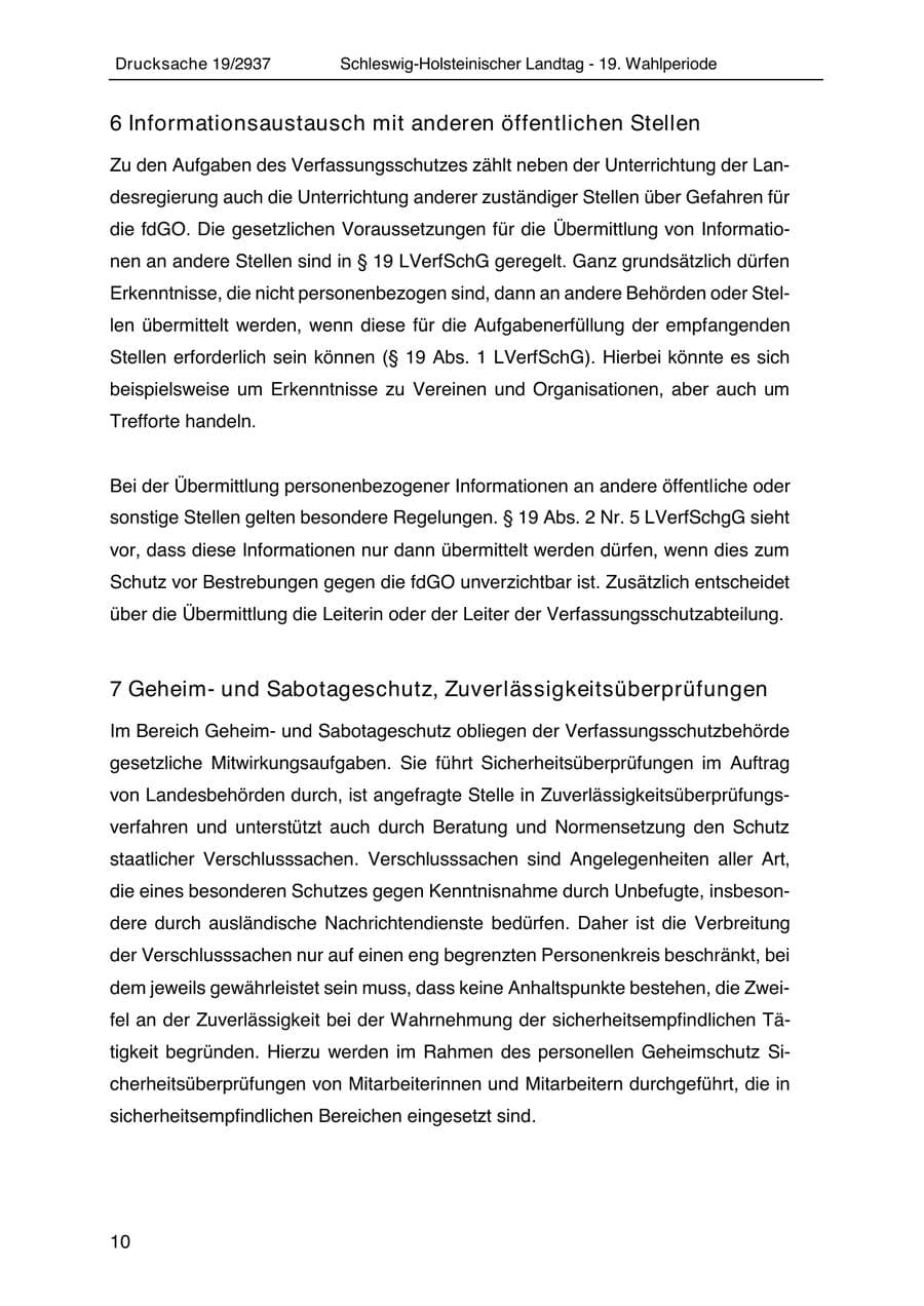 Seite 22 des Verfassungsschutzbericht 2020 Schleswig-Holstein