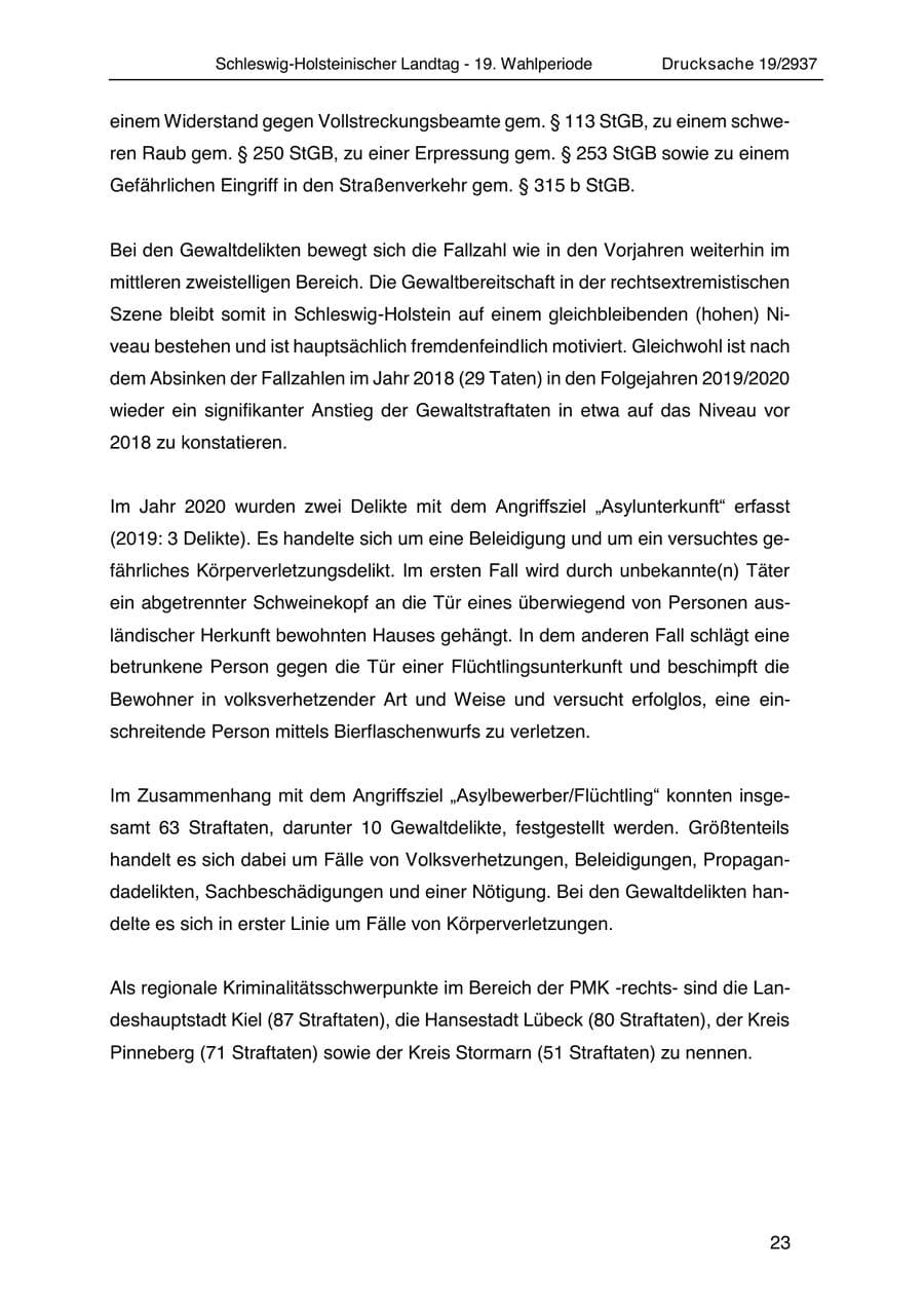 Seite 35 des Verfassungsschutzbericht 2020 Schleswig-Holstein
