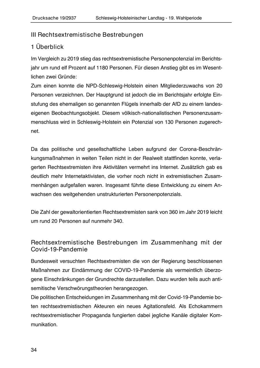 Seite 46 des Verfassungsschutzbericht 2020 Schleswig-Holstein