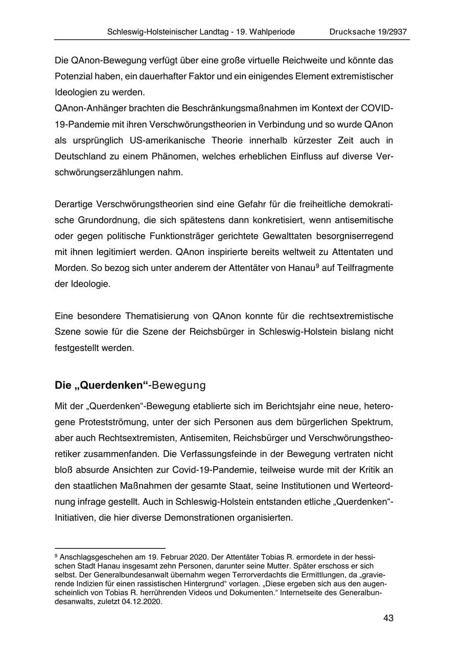 Seite 55 des Verfassungsschutzbericht 2020 Schleswig-Holstein