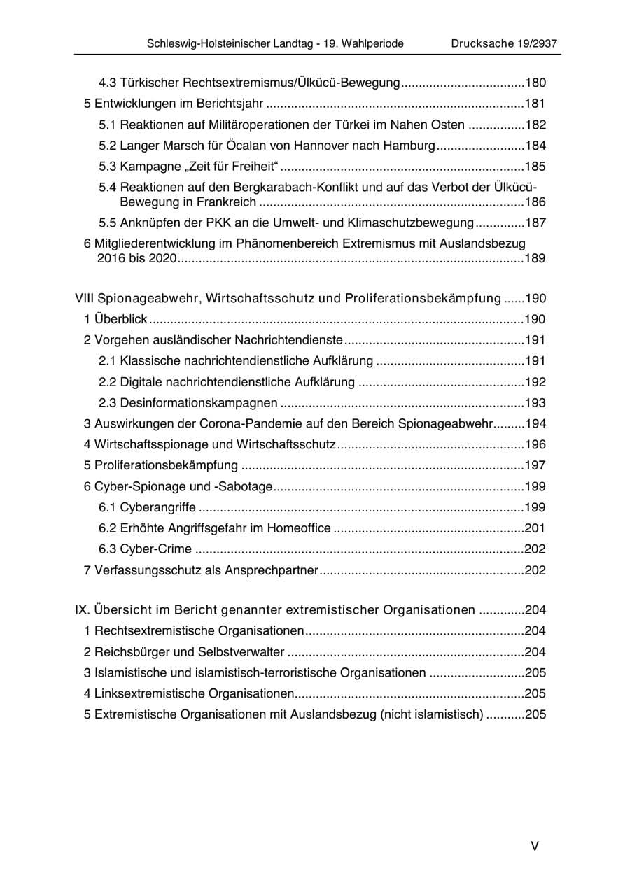 Seite 7 des Verfassungsschutzbericht 2020 Schleswig-Holstein