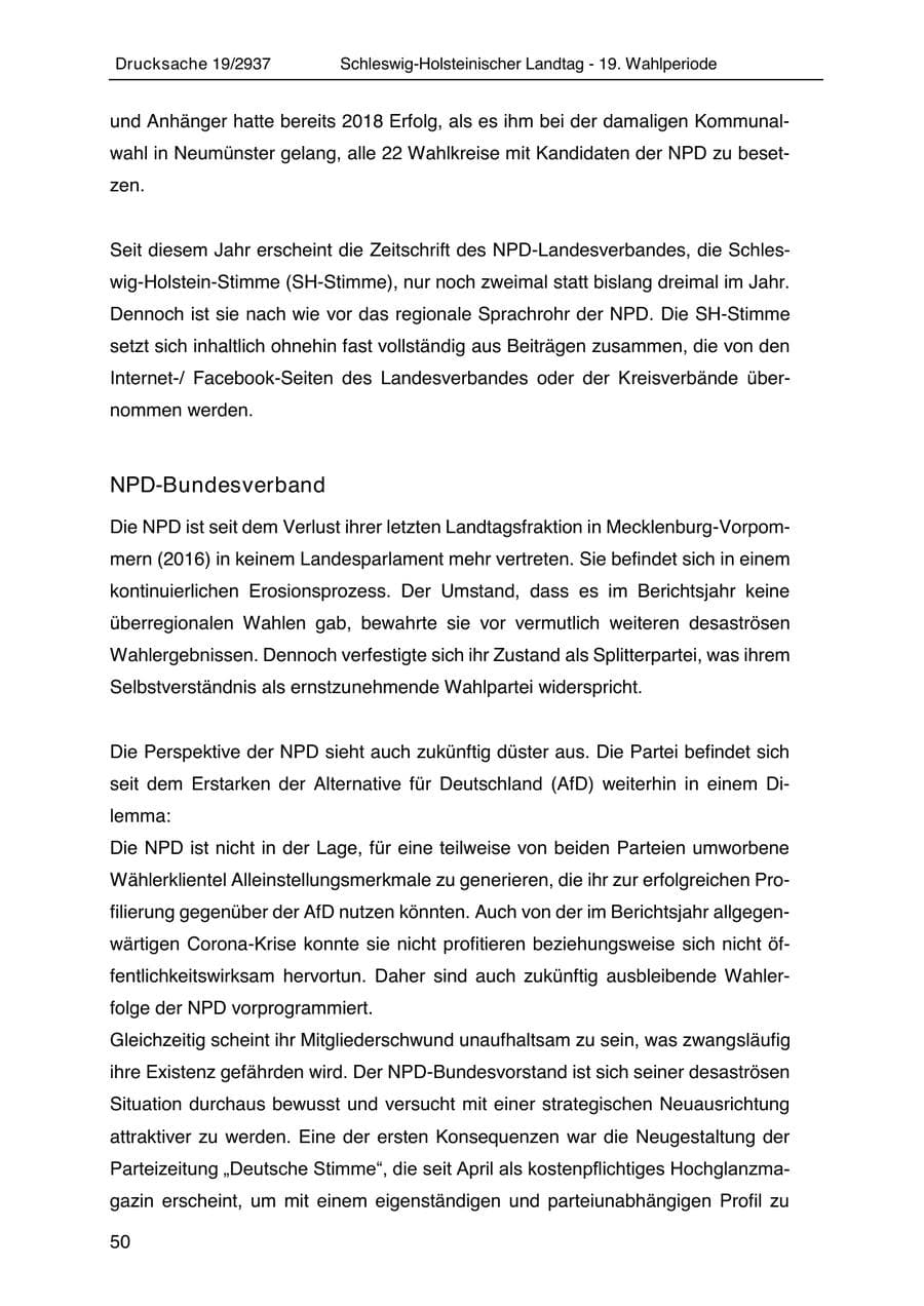 Seite 62 des Verfassungsschutzbericht 2020 Schleswig-Holstein