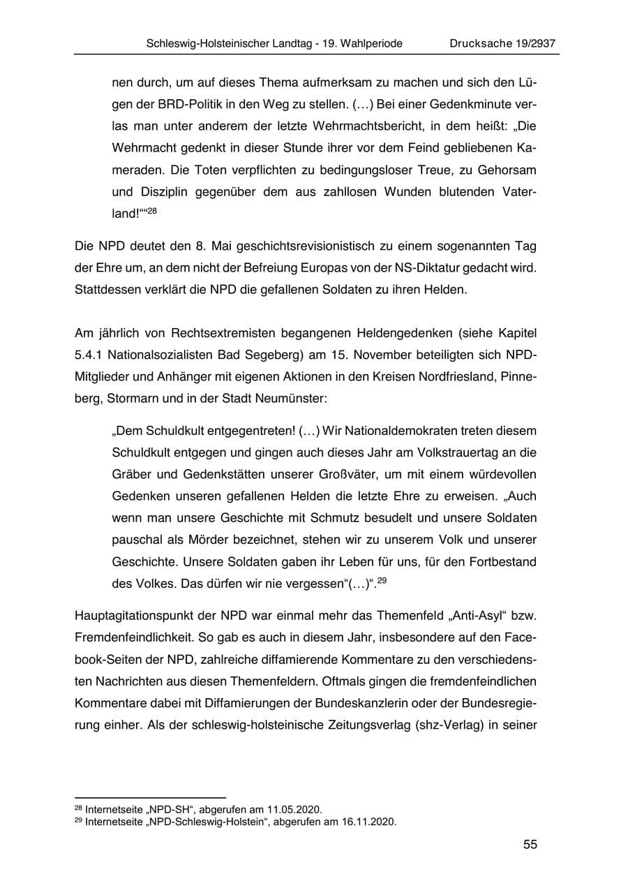 Seite 67 des Verfassungsschutzbericht 2020 Schleswig-Holstein