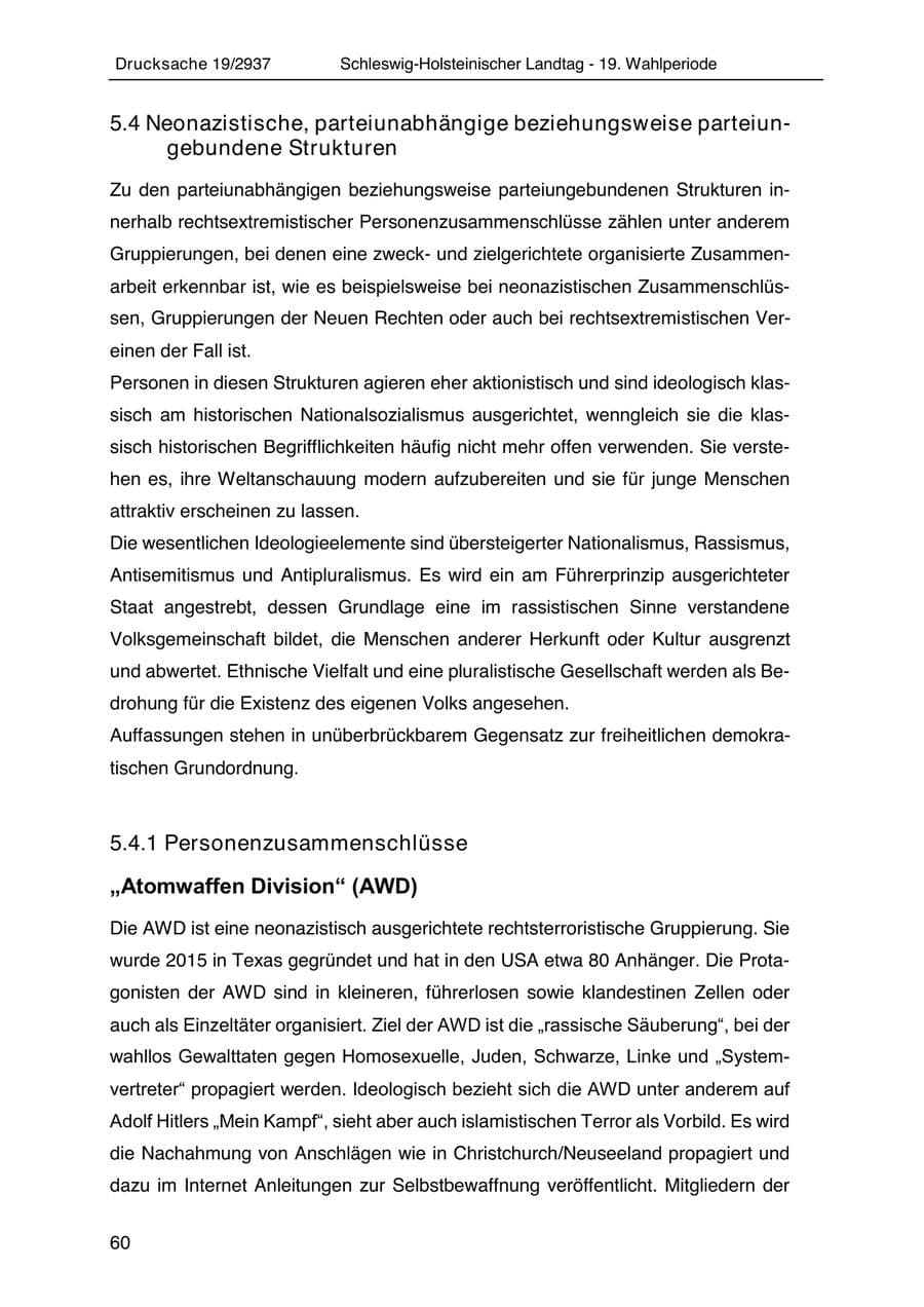 Seite 72 des Verfassungsschutzbericht 2020 Schleswig-Holstein