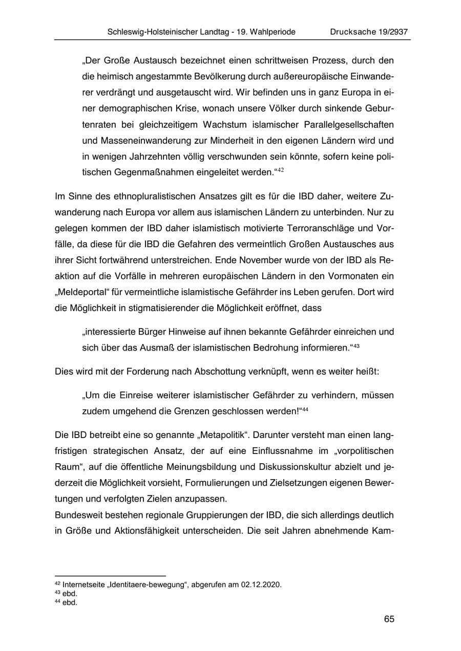 Seite 77 des Verfassungsschutzbericht 2020 Schleswig-Holstein