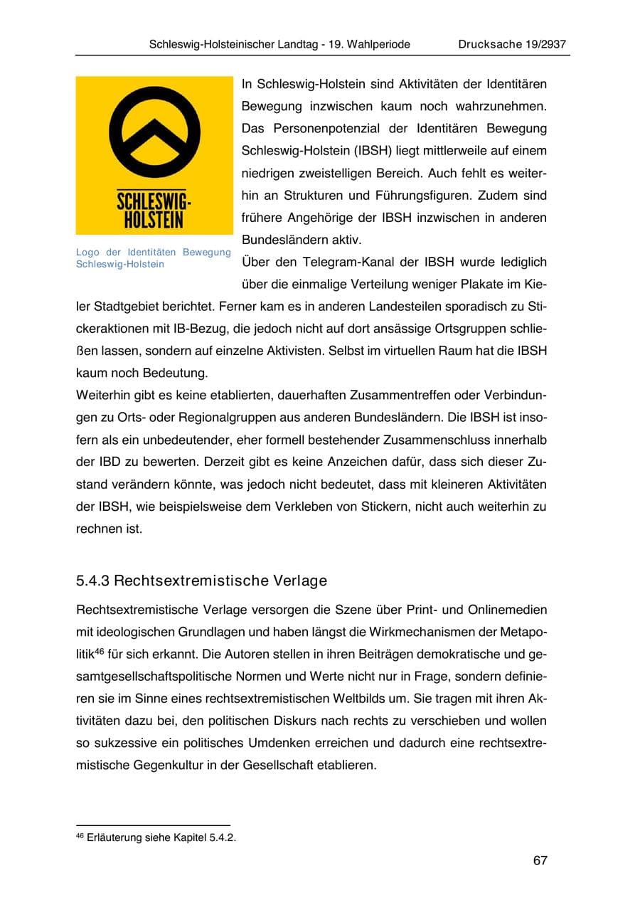 Seite 79 des Verfassungsschutzbericht 2020 Schleswig-Holstein