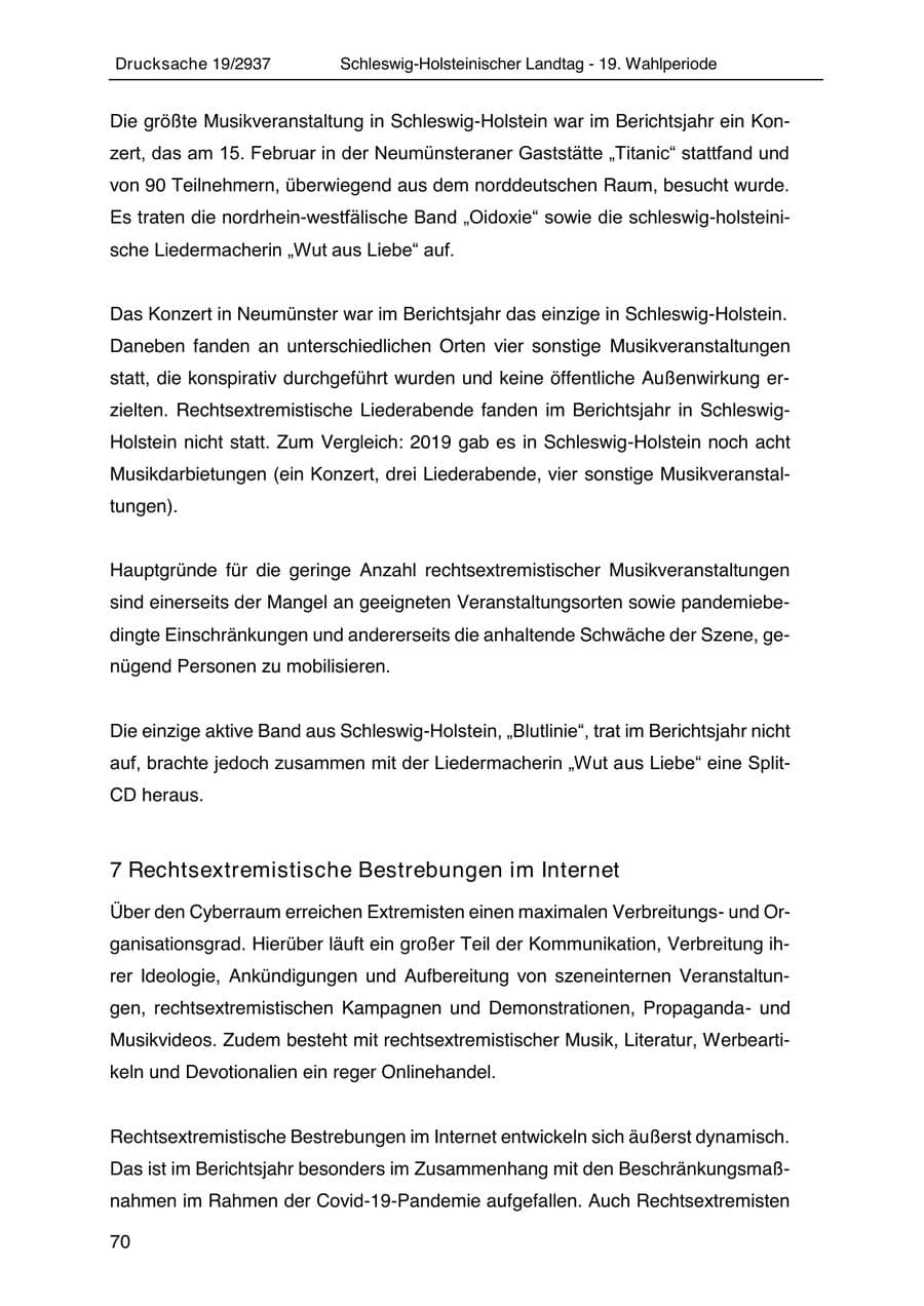 Seite 82 des Verfassungsschutzbericht 2020 Schleswig-Holstein