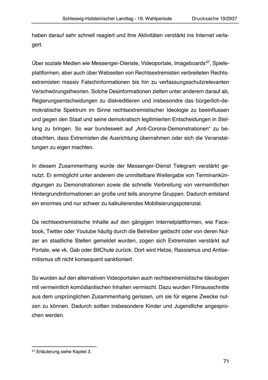 Seite 83 des Verfassungsschutzbericht 2020 Schleswig-Holstein