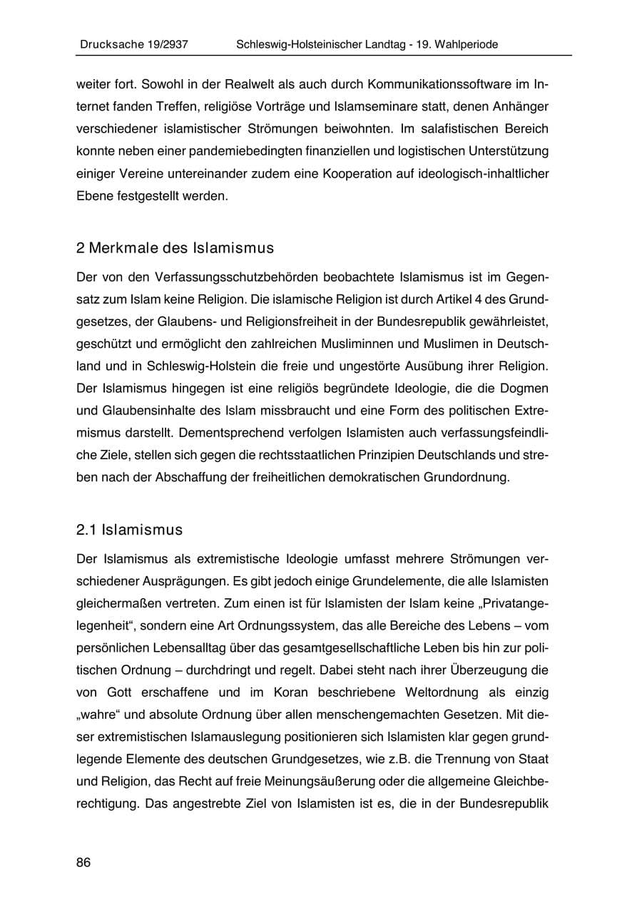 Seite 98 des Verfassungsschutzbericht 2020 Schleswig-Holstein