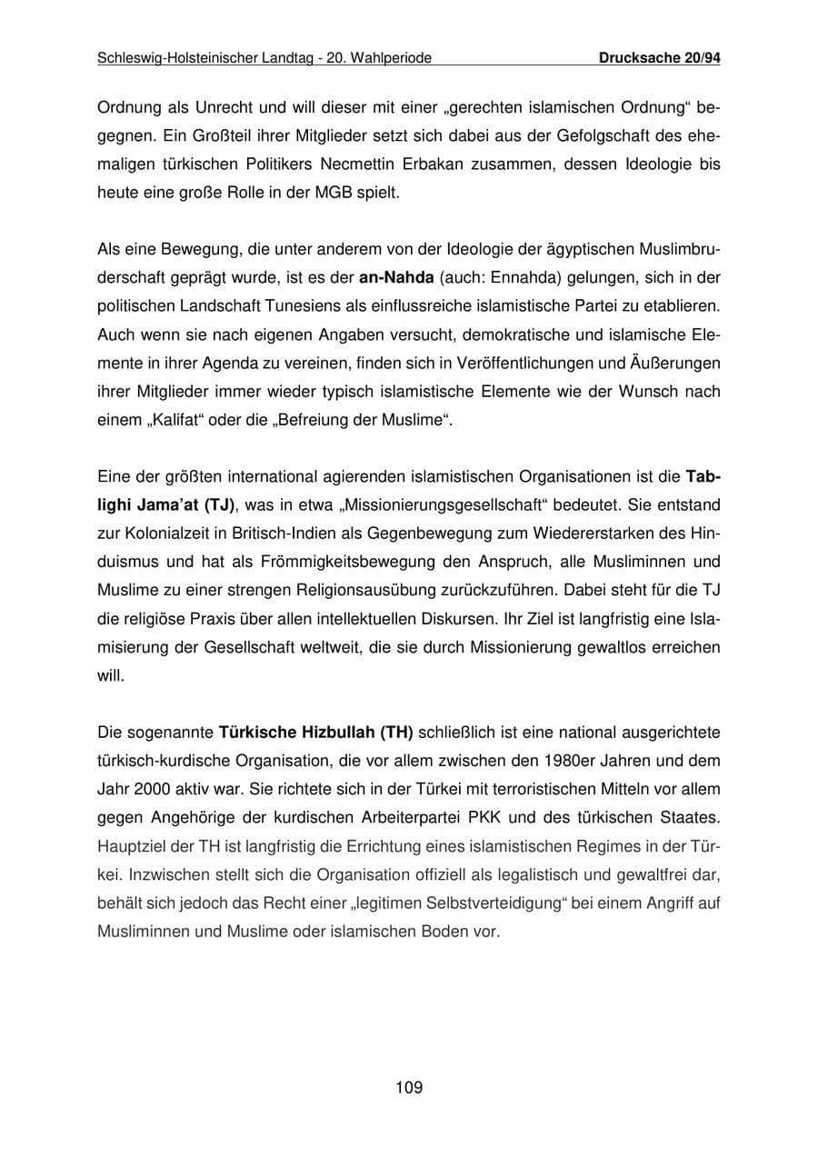 Seite 110 des Verfassungsschutzbericht 2021 Schleswig-Holstein