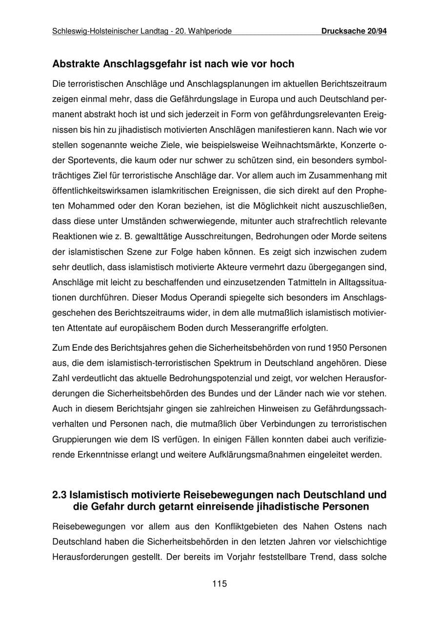 Seite 116 des Verfassungsschutzbericht 2021 Schleswig-Holstein