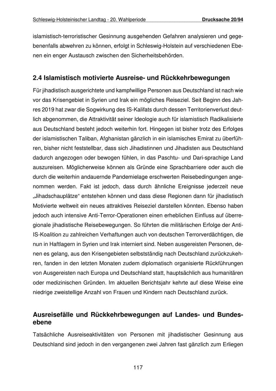 Seite 118 des Verfassungsschutzbericht 2021 Schleswig-Holstein