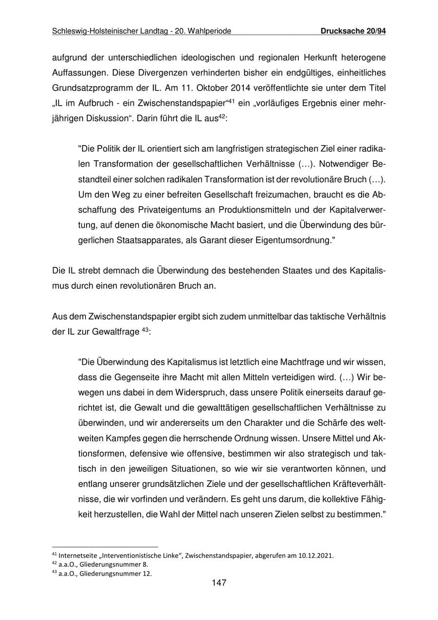Seite 148 des Verfassungsschutzbericht 2021 Schleswig-Holstein