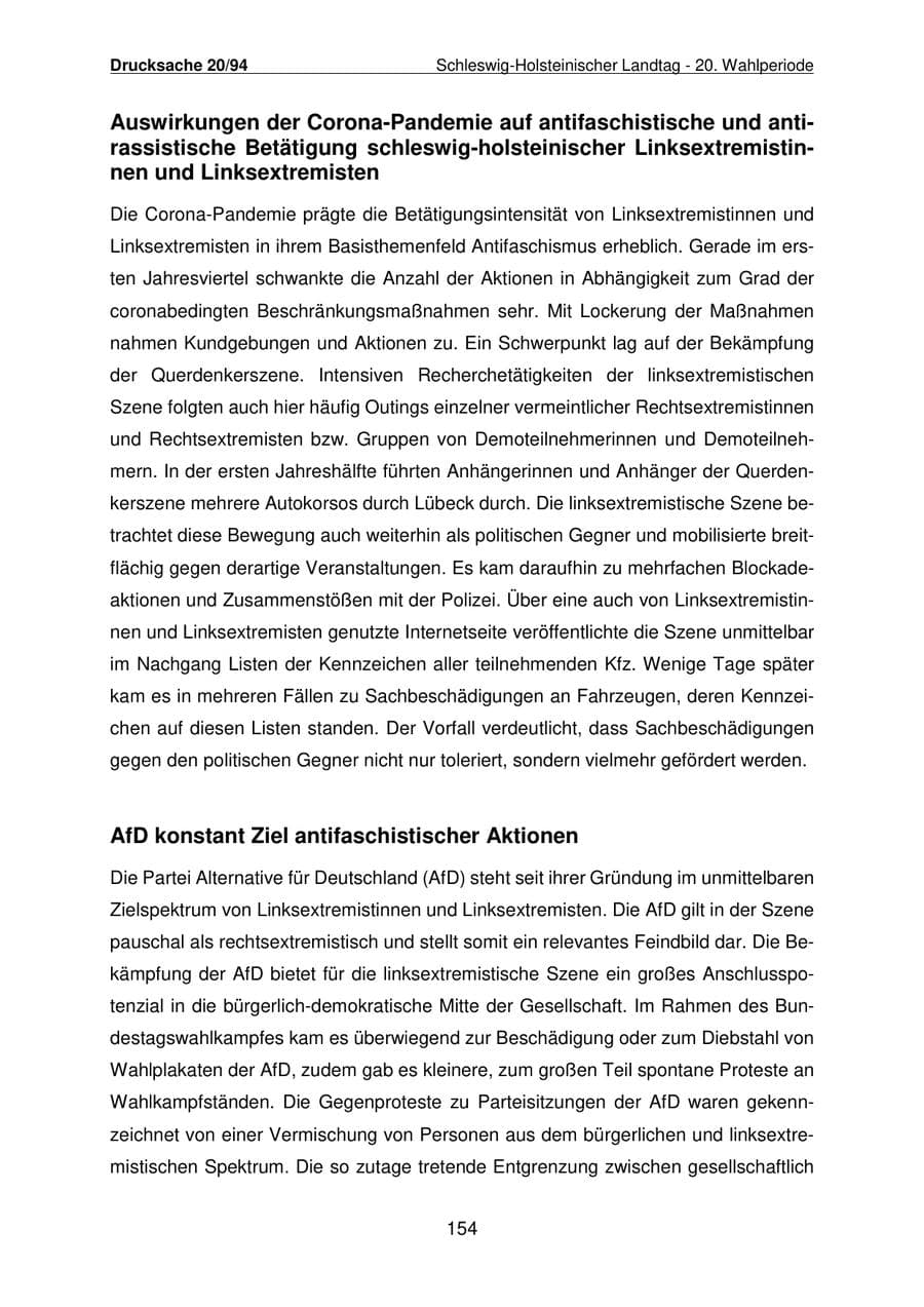 Seite 155 des Verfassungsschutzbericht 2021 Schleswig-Holstein