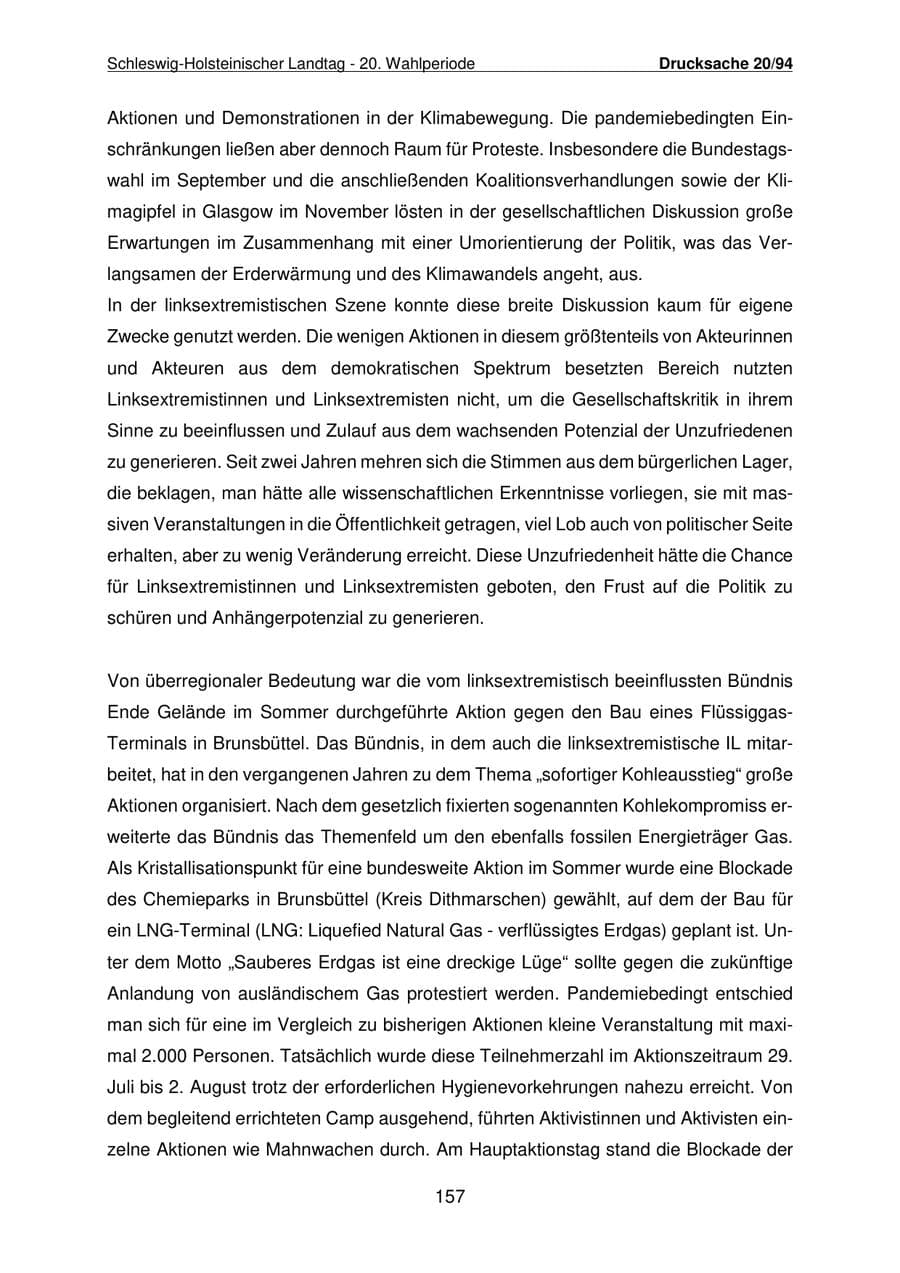 Seite 158 des Verfassungsschutzbericht 2021 Schleswig-Holstein