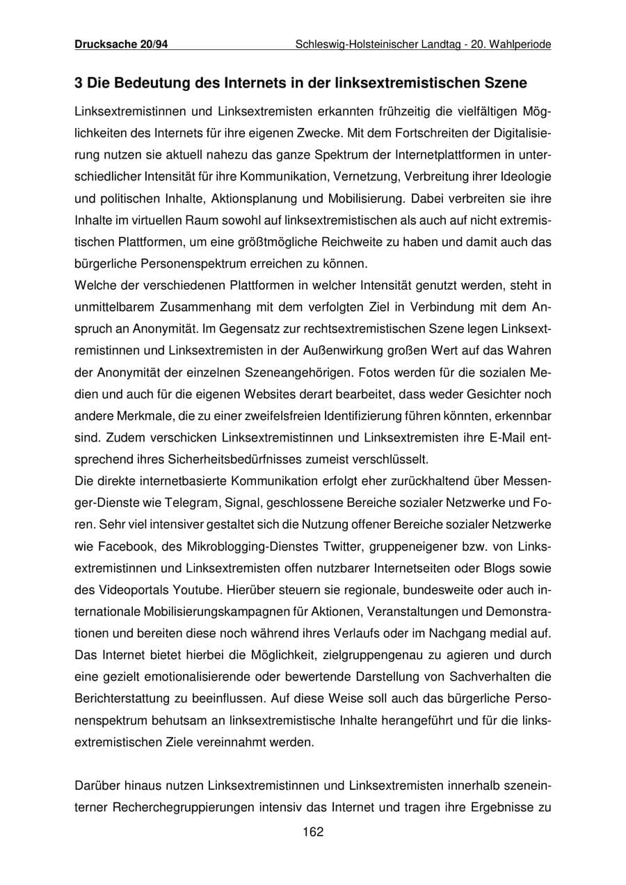 Seite 163 des Verfassungsschutzbericht 2021 Schleswig-Holstein