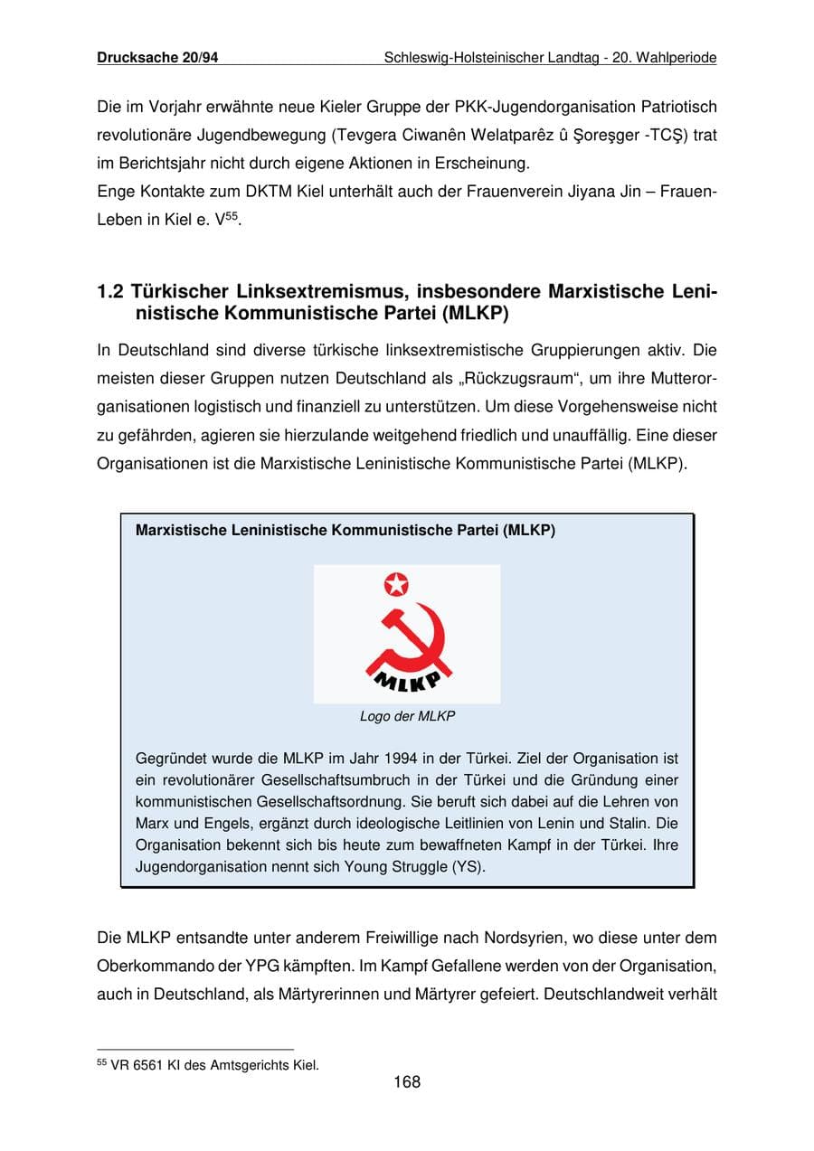 Seite 169 des Verfassungsschutzbericht 2021 Schleswig-Holstein