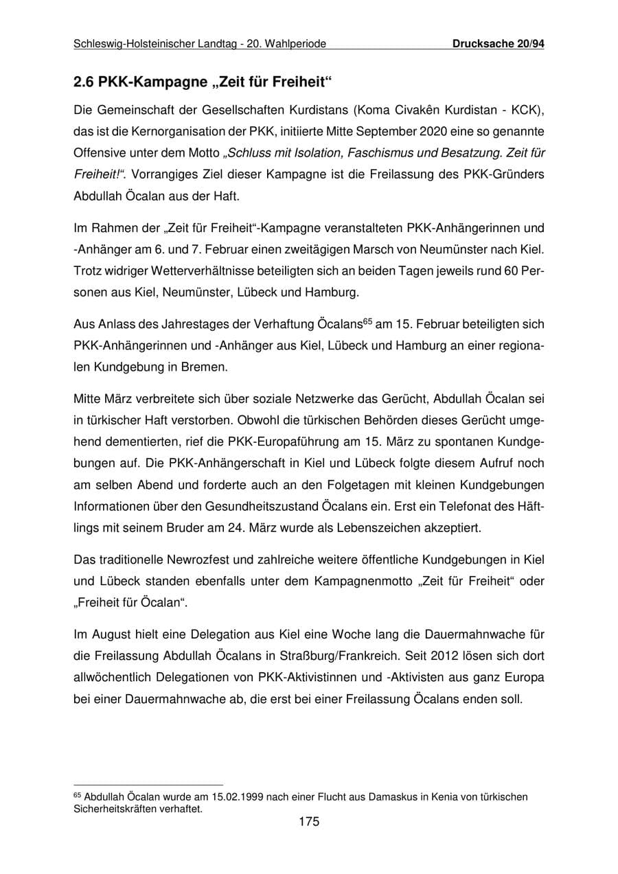 Seite 176 des Verfassungsschutzbericht 2021 Schleswig-Holstein
