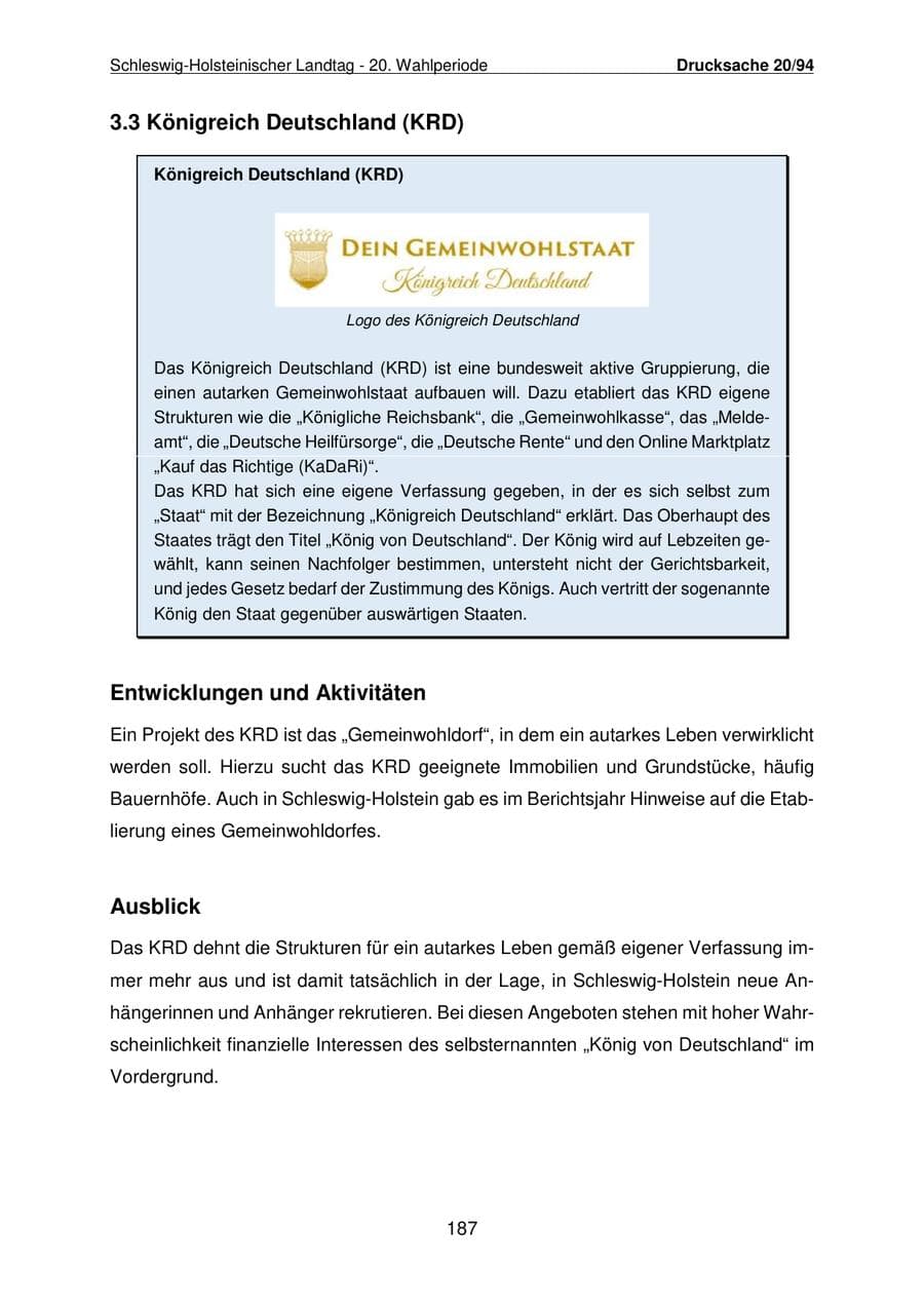 Seite 188 des Verfassungsschutzbericht 2021 Schleswig-Holstein