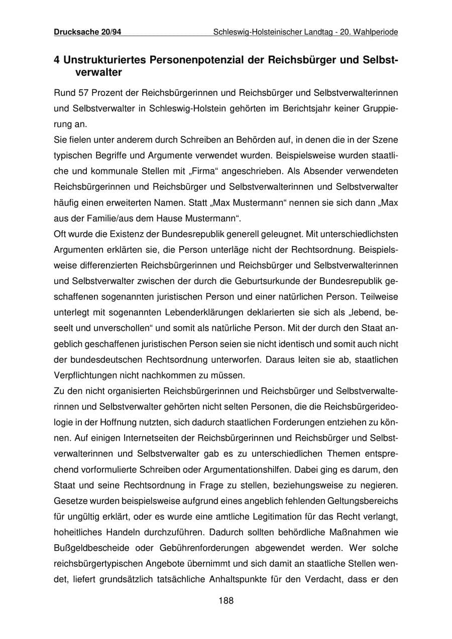 Seite 189 des Verfassungsschutzbericht 2021 Schleswig-Holstein