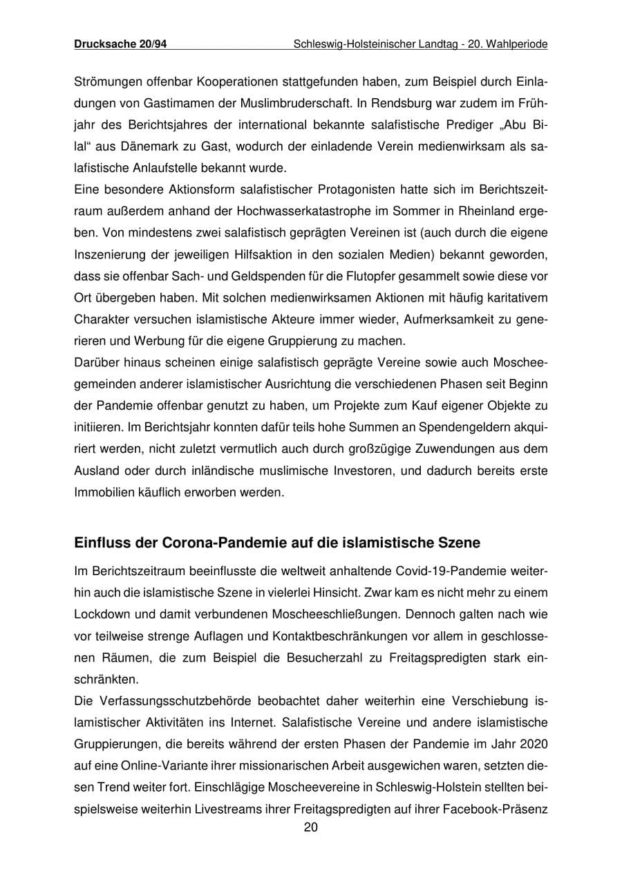 Seite 21 des Verfassungsschutzbericht 2021 Schleswig-Holstein