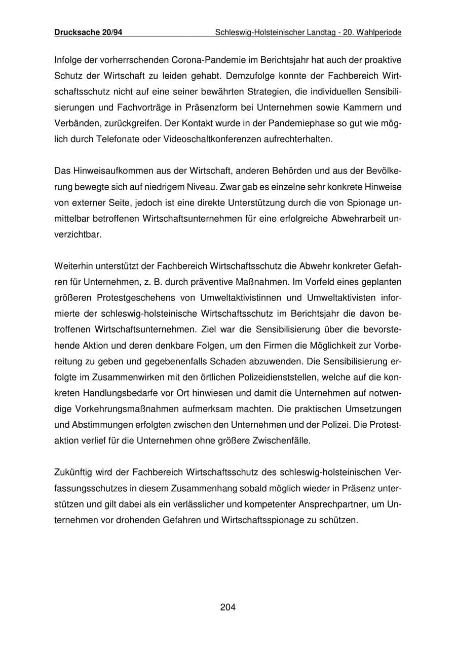 Seite 205 des Verfassungsschutzbericht 2021 Schleswig-Holstein