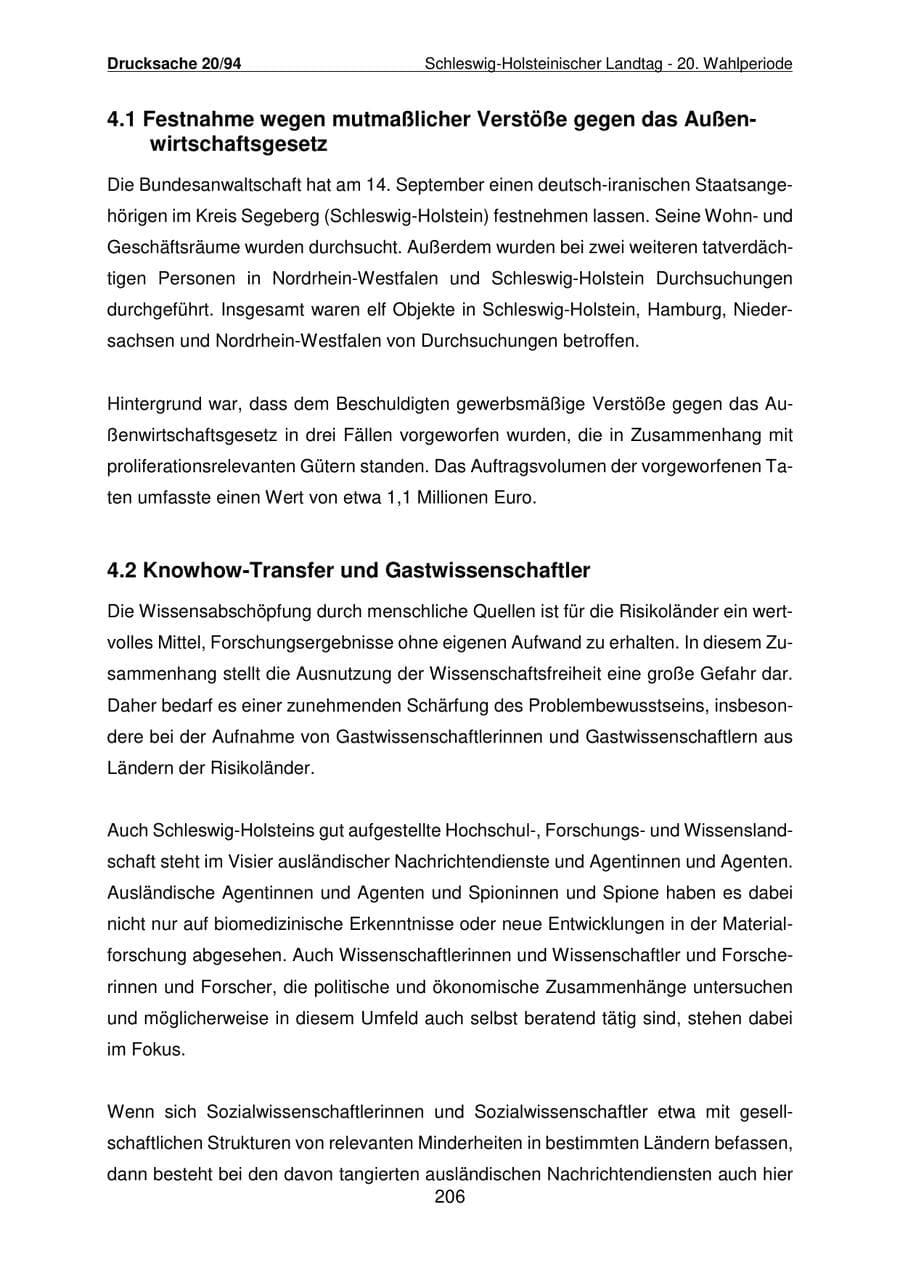 Seite 207 des Verfassungsschutzbericht 2021 Schleswig-Holstein