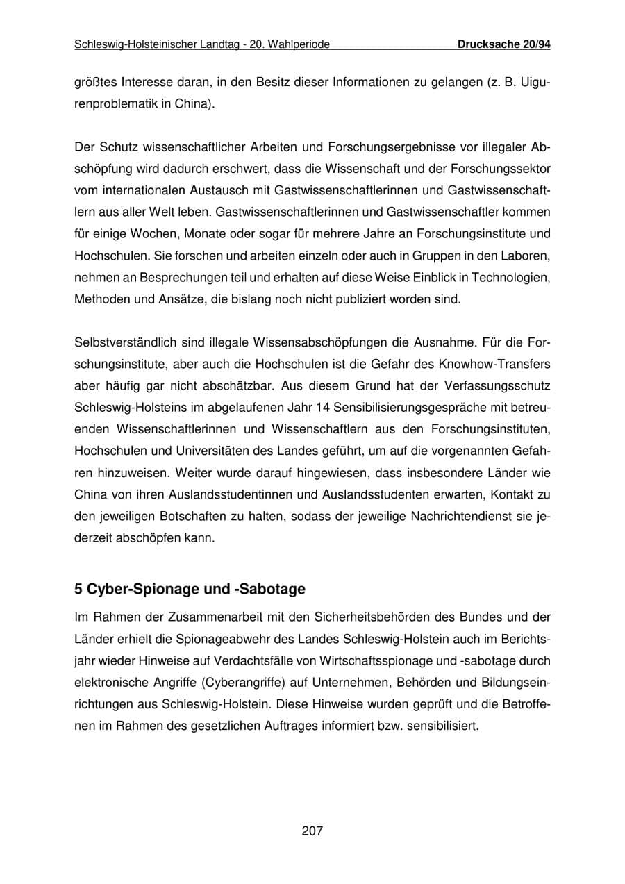 Seite 208 des Verfassungsschutzbericht 2021 Schleswig-Holstein