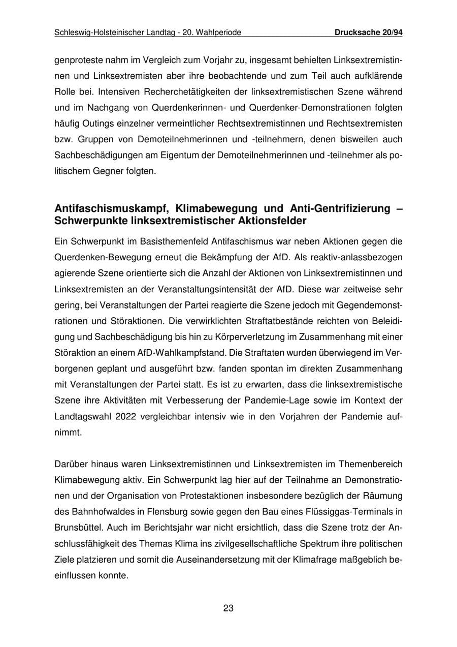 Seite 24 des Verfassungsschutzbericht 2021 Schleswig-Holstein