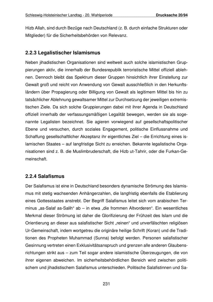 Seite 232 des Verfassungsschutzbericht 2021 Schleswig-Holstein