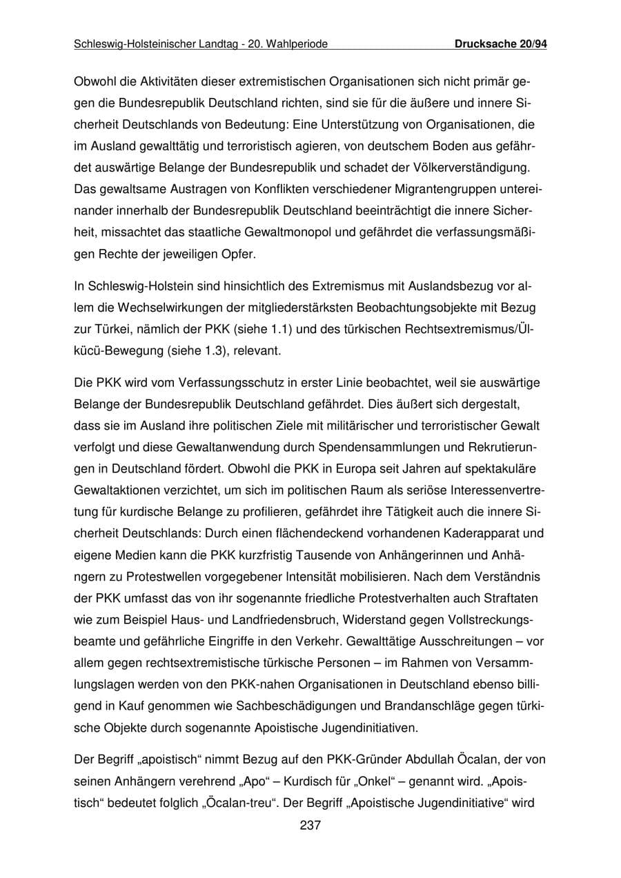 Seite 238 des Verfassungsschutzbericht 2021 Schleswig-Holstein