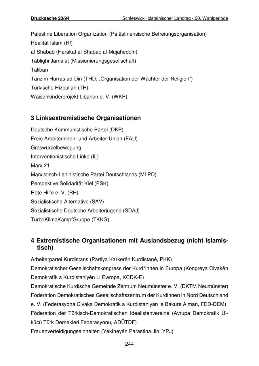Seite 245 des Verfassungsschutzbericht 2021 Schleswig-Holstein