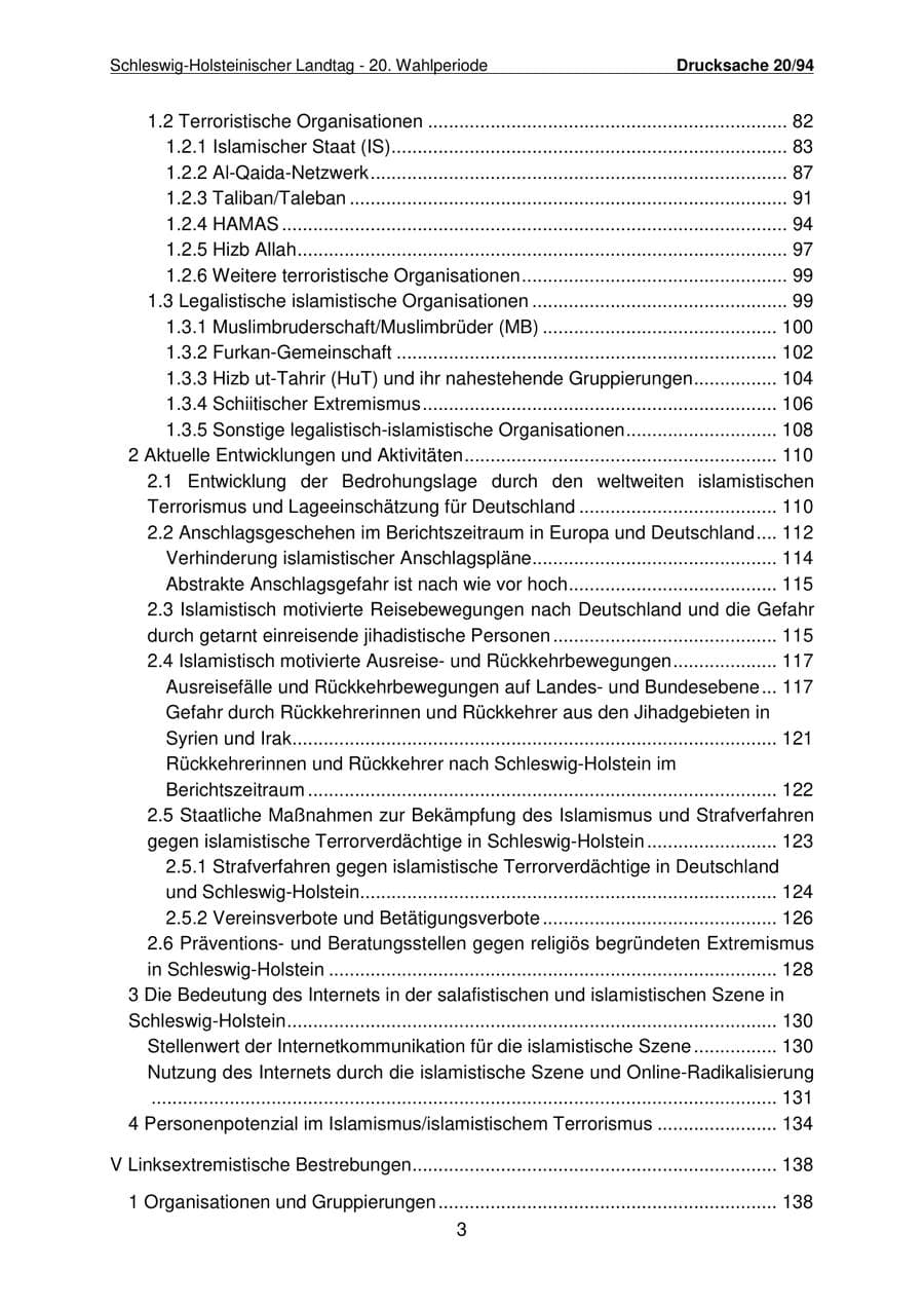 Seite 4 des Verfassungsschutzbericht 2021 Schleswig-Holstein