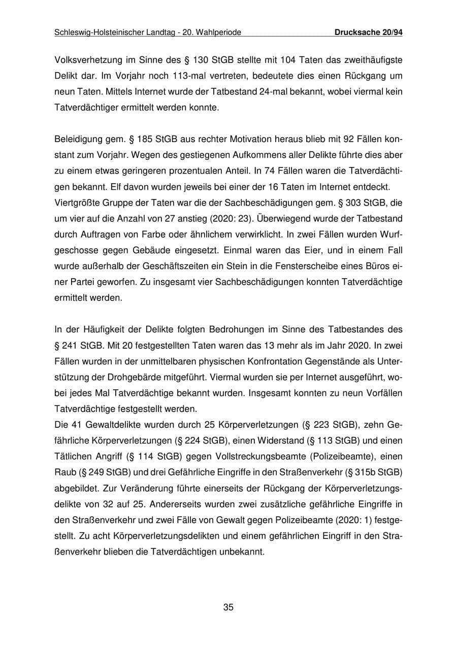 Seite 36 des Verfassungsschutzbericht 2021 Schleswig-Holstein