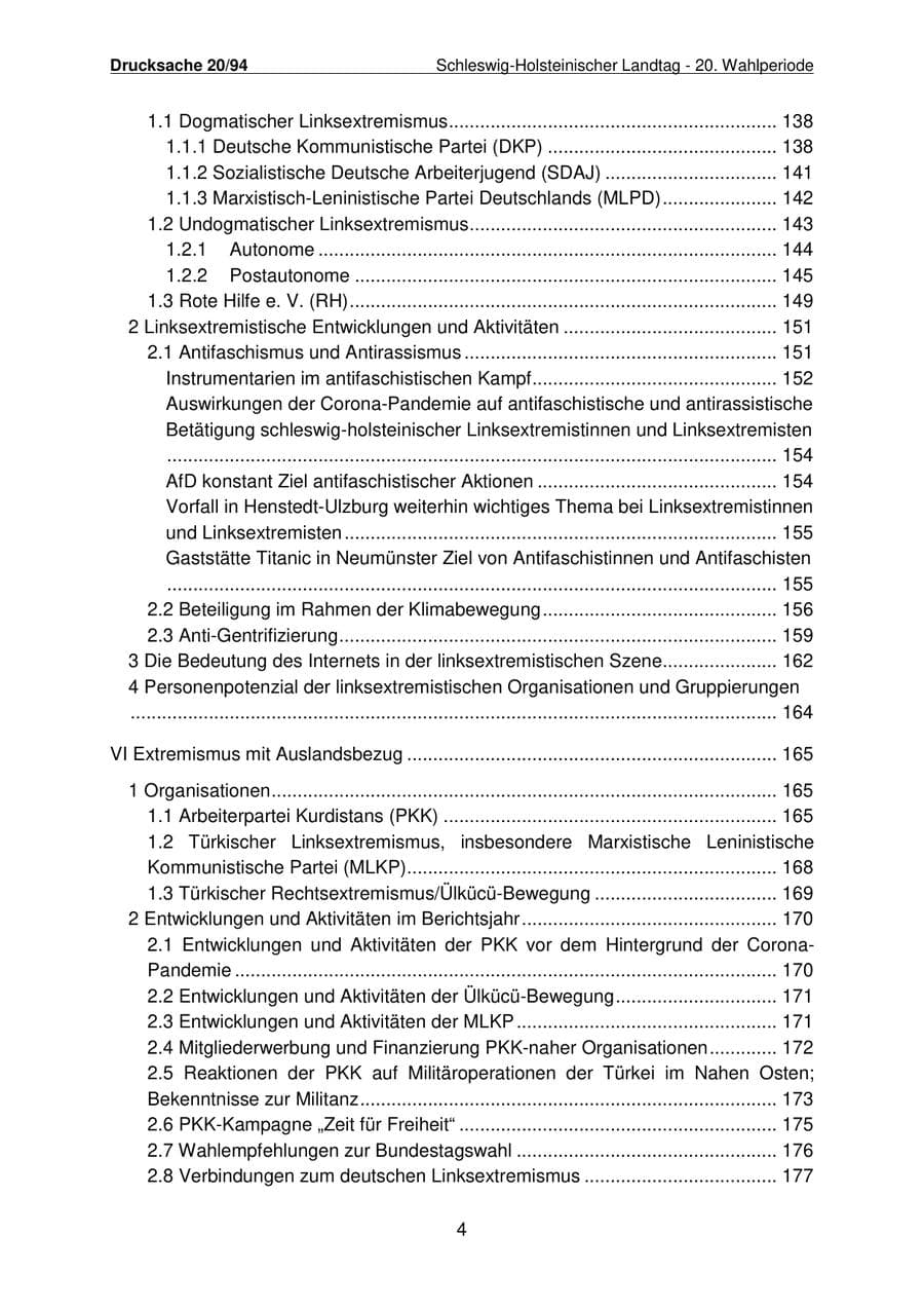 Seite 5 des Verfassungsschutzbericht 2021 Schleswig-Holstein