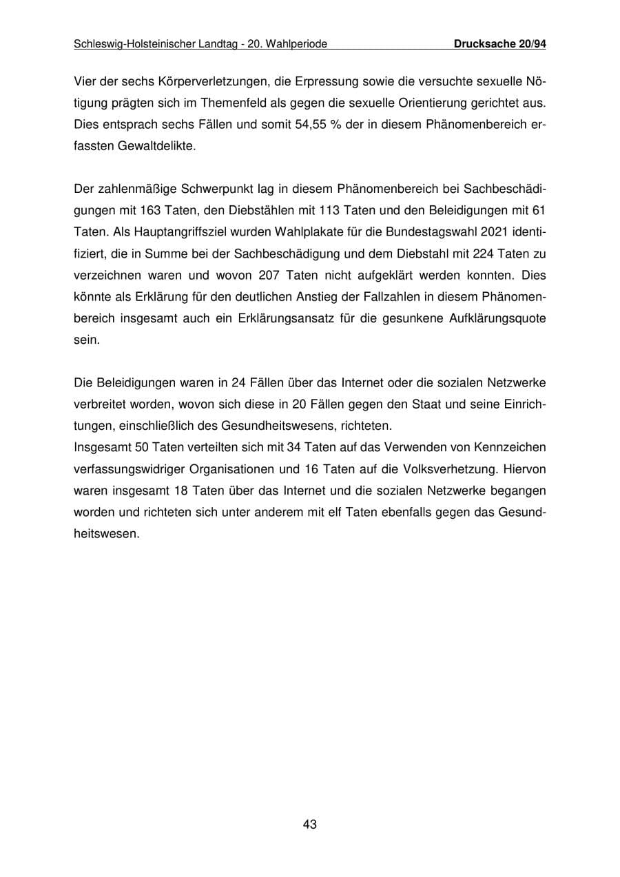 Seite 44 des Verfassungsschutzbericht 2021 Schleswig-Holstein