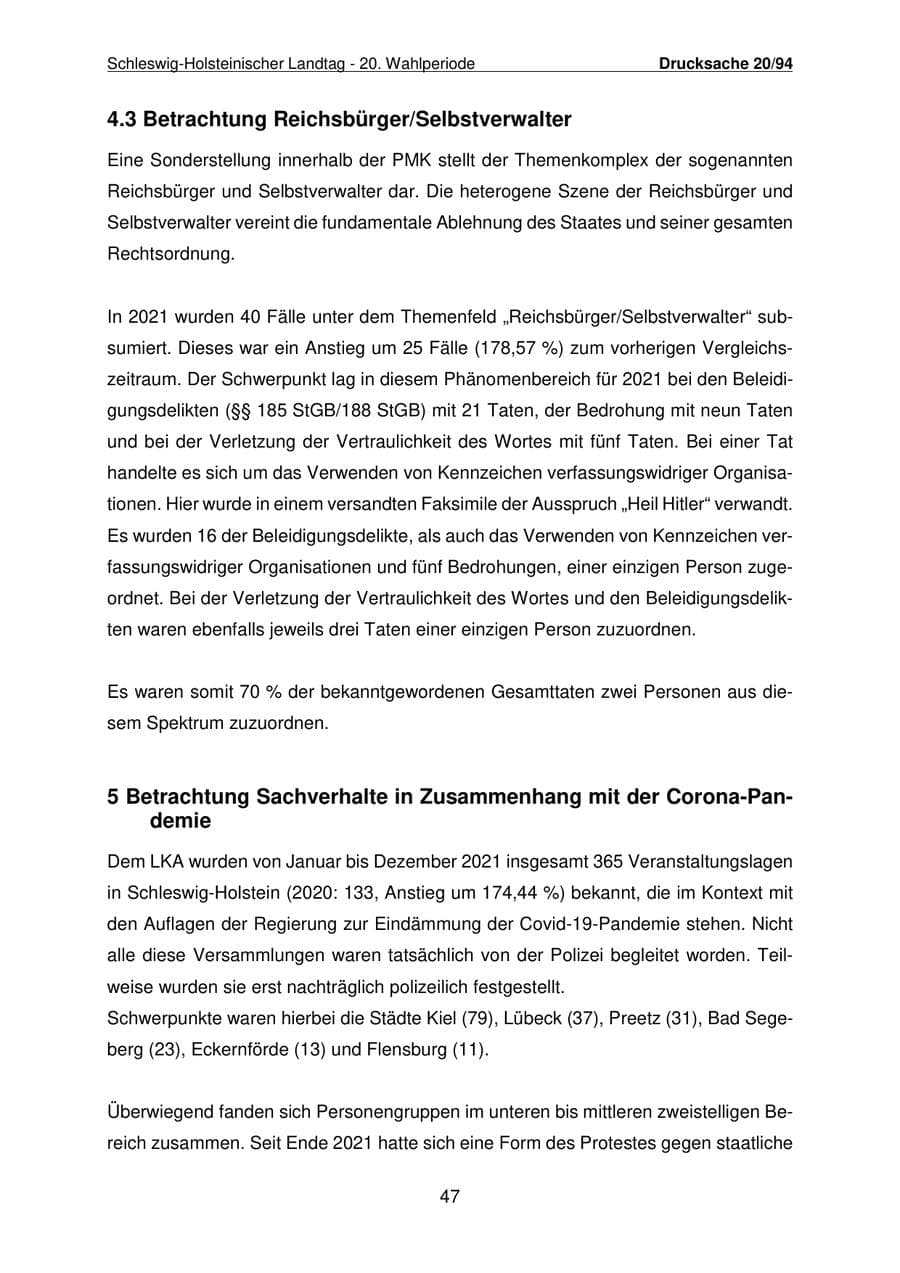 Seite 48 des Verfassungsschutzbericht 2021 Schleswig-Holstein