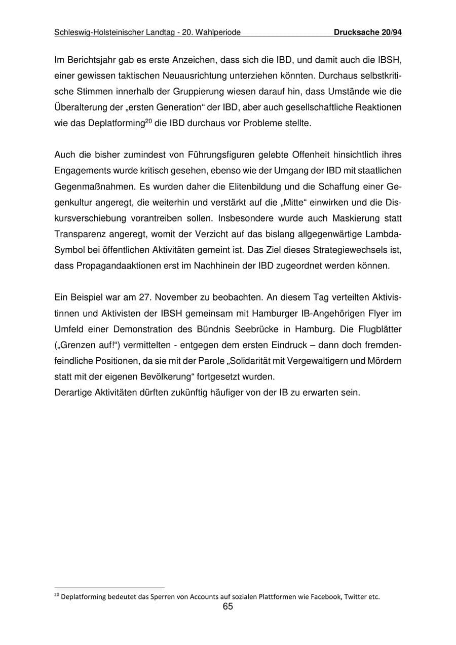 Seite 66 des Verfassungsschutzbericht 2021 Schleswig-Holstein