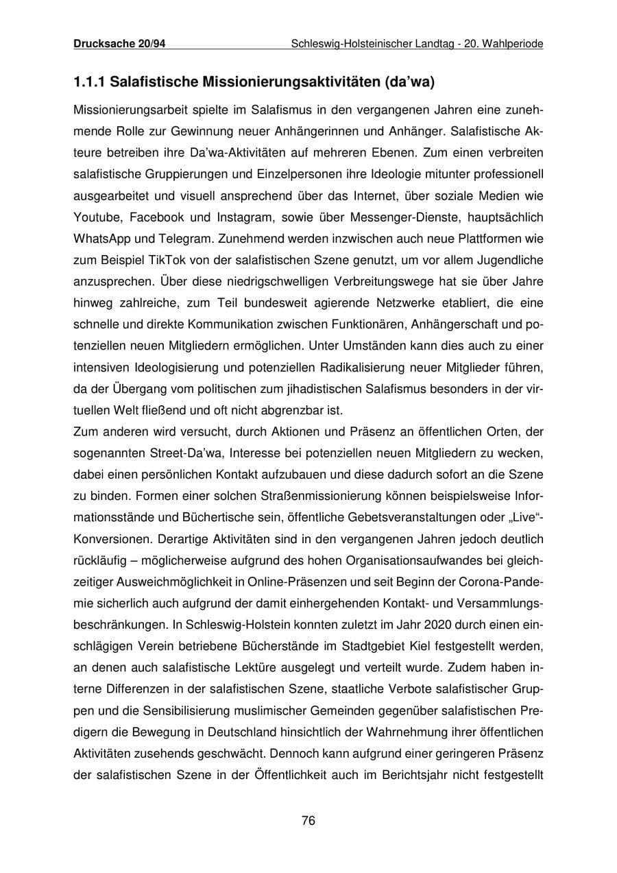 Seite 77 des Verfassungsschutzbericht 2021 Schleswig-Holstein