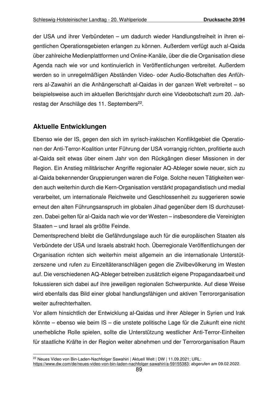 Seite 90 des Verfassungsschutzbericht 2021 Schleswig-Holstein