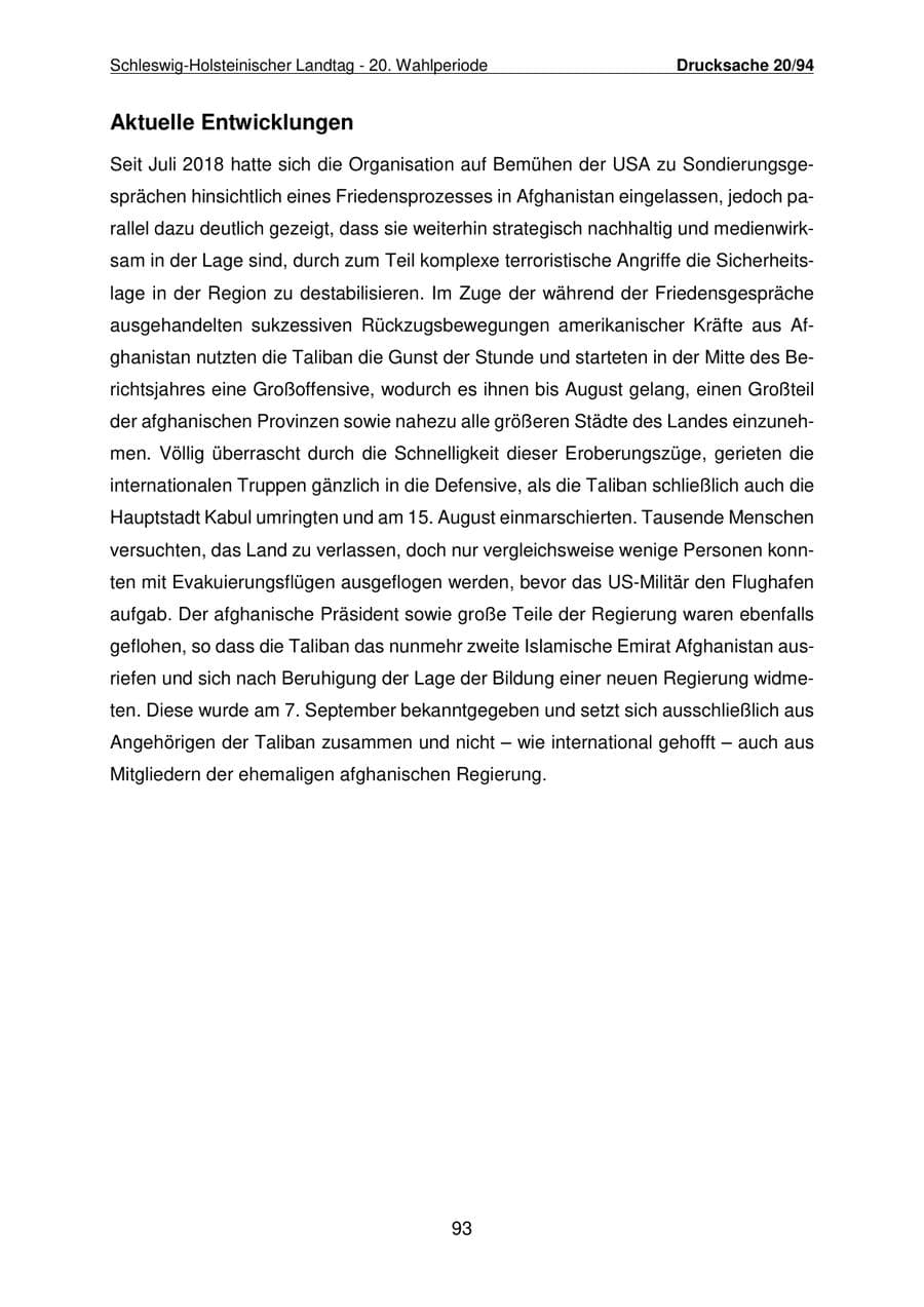 Seite 94 des Verfassungsschutzbericht 2021 Schleswig-Holstein